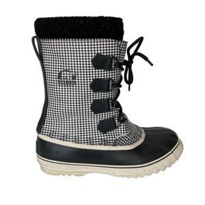 Soorel 1964 Pac Houndstooth Waterproof Winter Snow Boots Black White 10